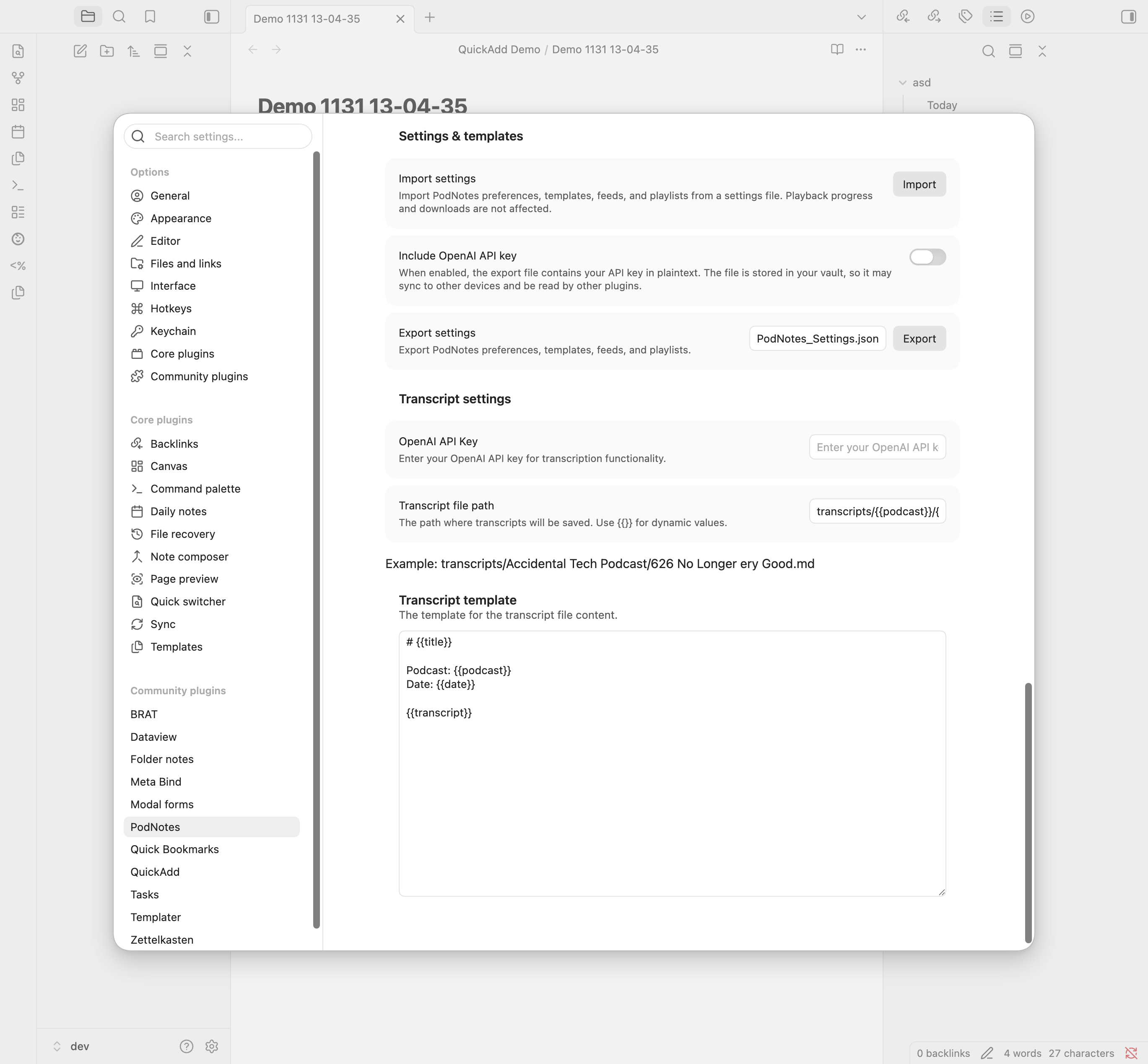 Settings & templates import/export